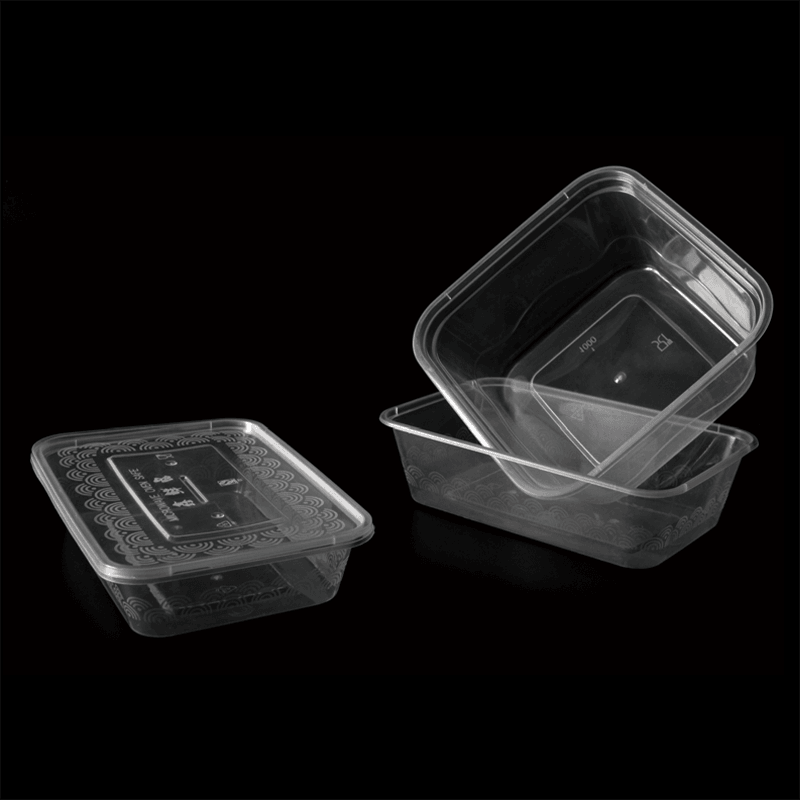 Molde rectangular de plástico desechable para recipientes de comida